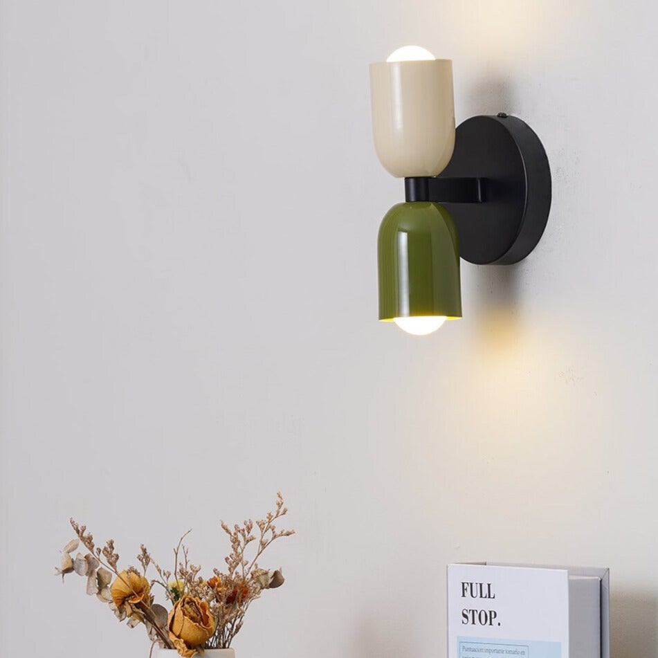 Battery Powered Wall Sconce Lighting with Adjustable Double Heads and Vintage Design