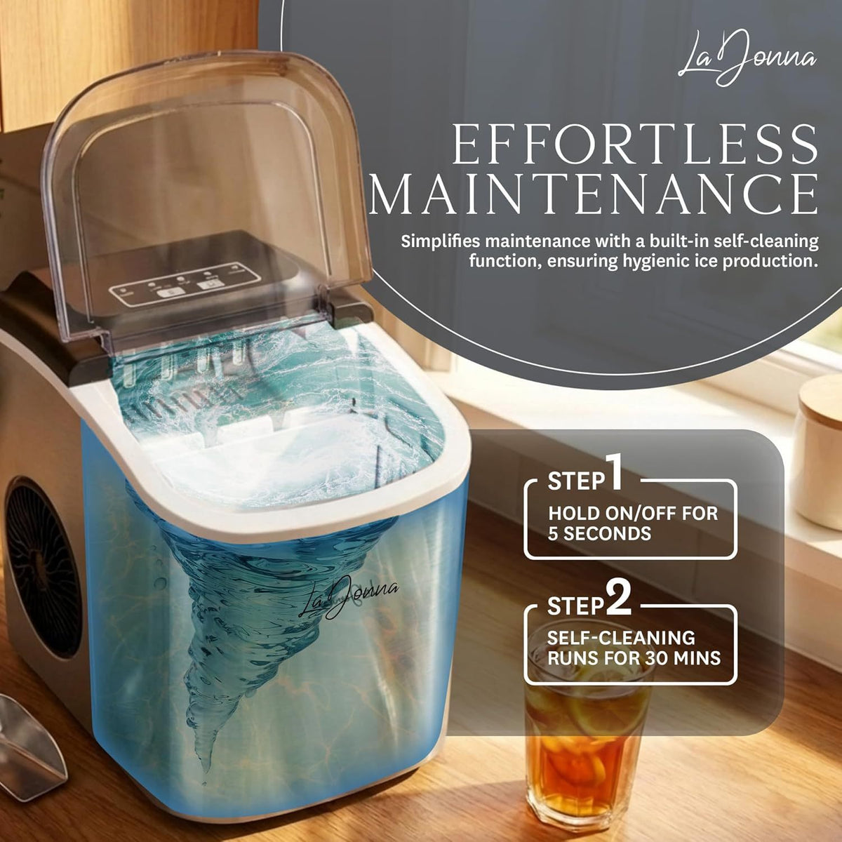 Portable Ice Maker Machine with Self-Cleaning & Dual Ice Sizes