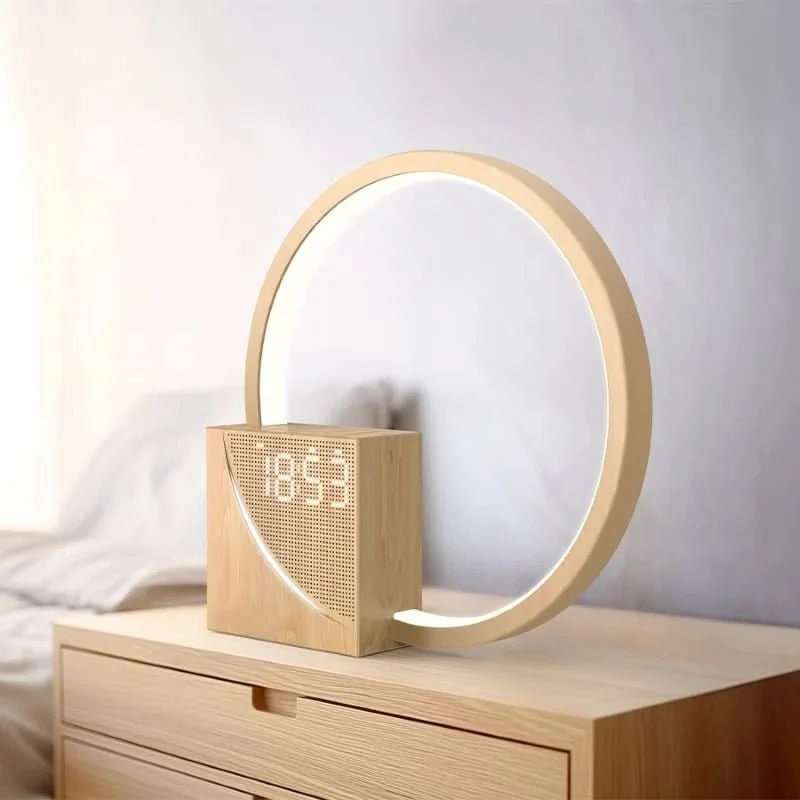 Bedside Table Lamp with Alarm Clock Digital Display and USB Charging Port Led Night Light