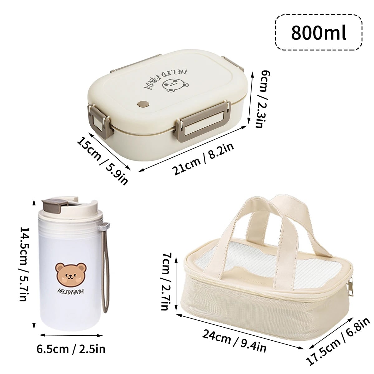Bento Lunch Box with Removable Compartments Leak Proof Snap Lock Lid Insulated Carry Bag