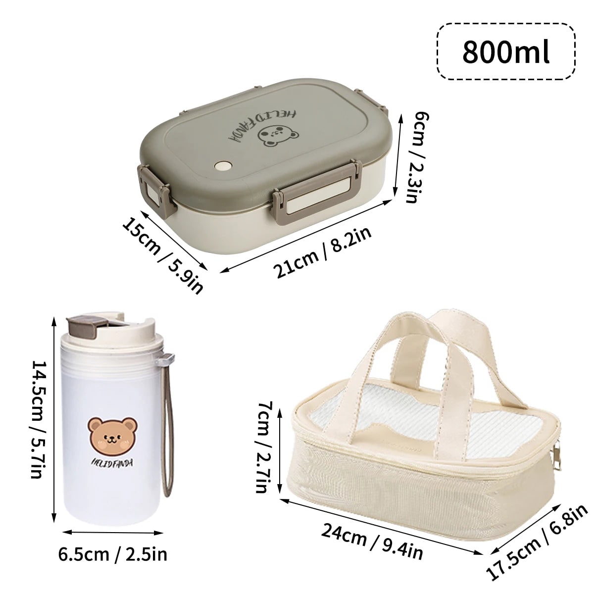 Bento Lunch Box with Removable Compartments Leak Proof Snap Lock Lid Insulated Carry Bag