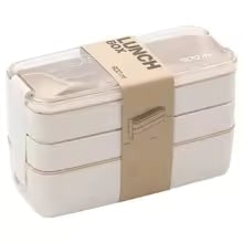 Bento Lunch Box Three Tier Stackable Leak Proof Compartment Container with Utensils
