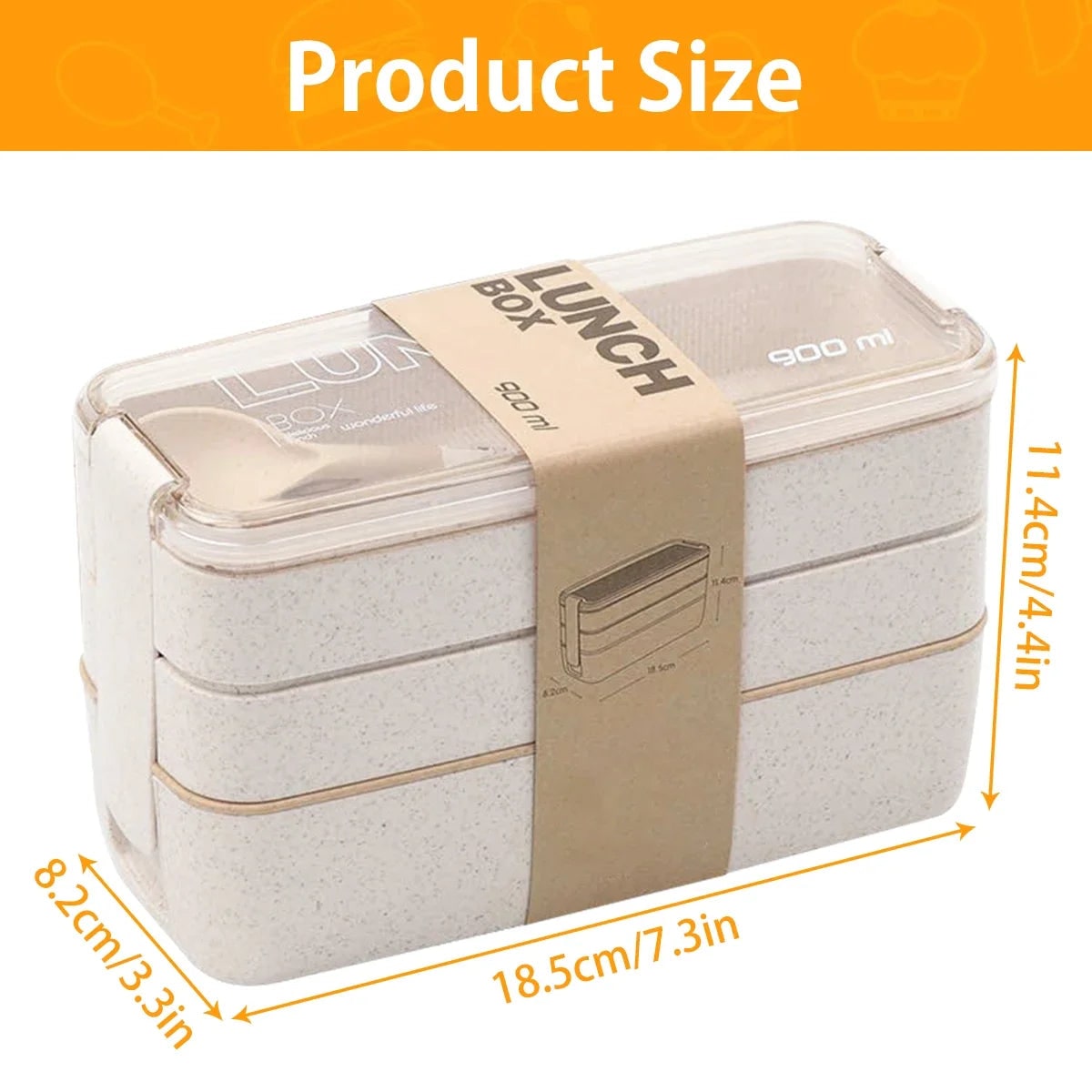Bento Lunch Box Three Tier Stackable Leak Proof Compartment Container with Utensils