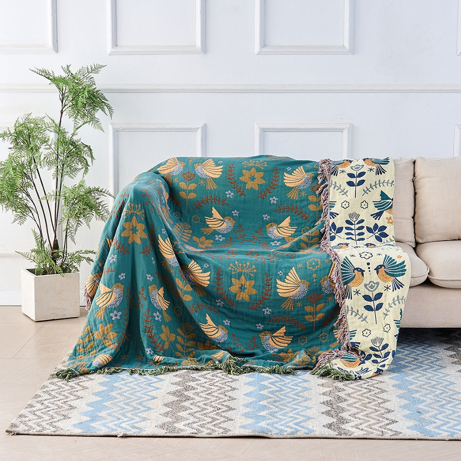 Elegant Teal & Cream Reversible Decorative Blanket