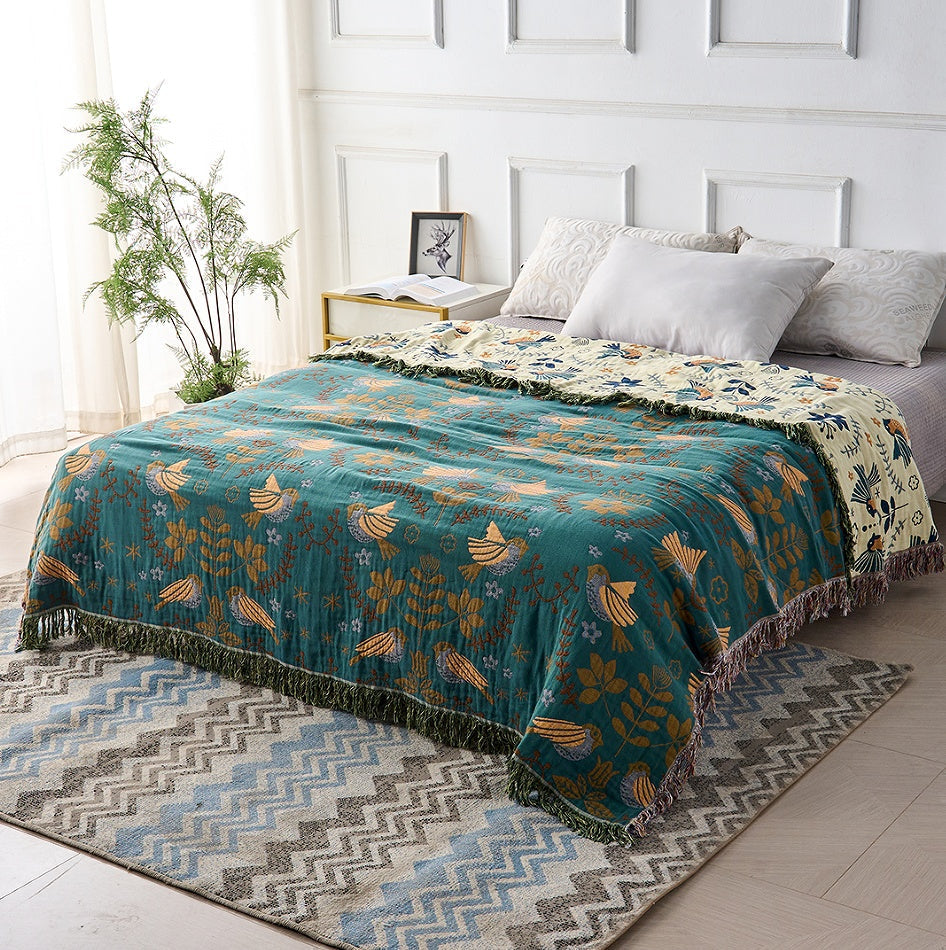 Elegant Teal & Cream Reversible Decorative Blanket