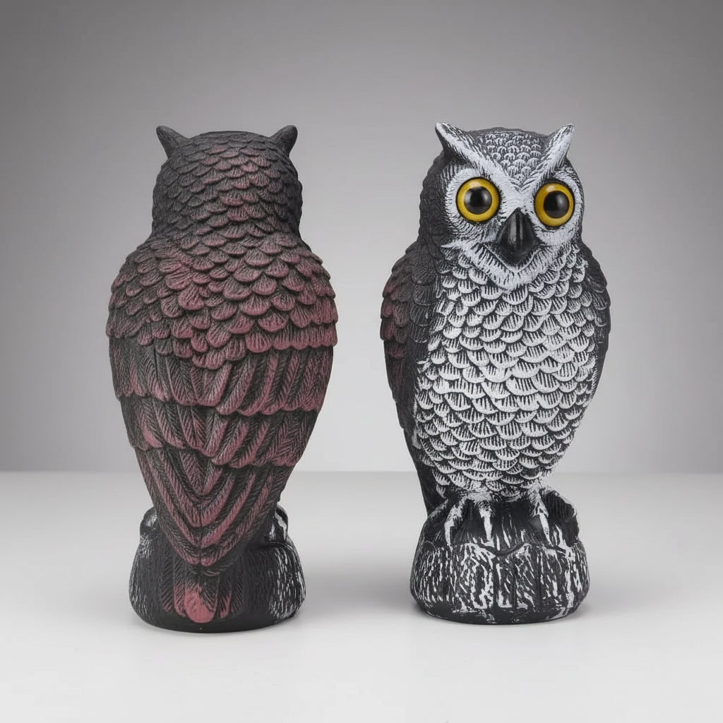 Halloween Owl Decoy Statue with Bird Deterrent Scarecrow Design Outdoor
