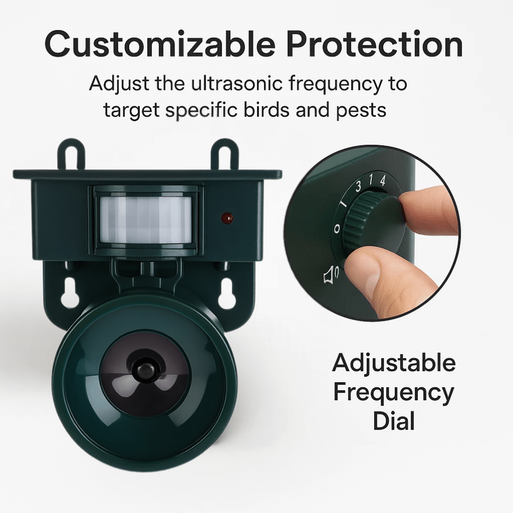 FEATHERBLOCK – Motion-Activated Bird Repeller for Quiet & Clean Outdoor Spaces