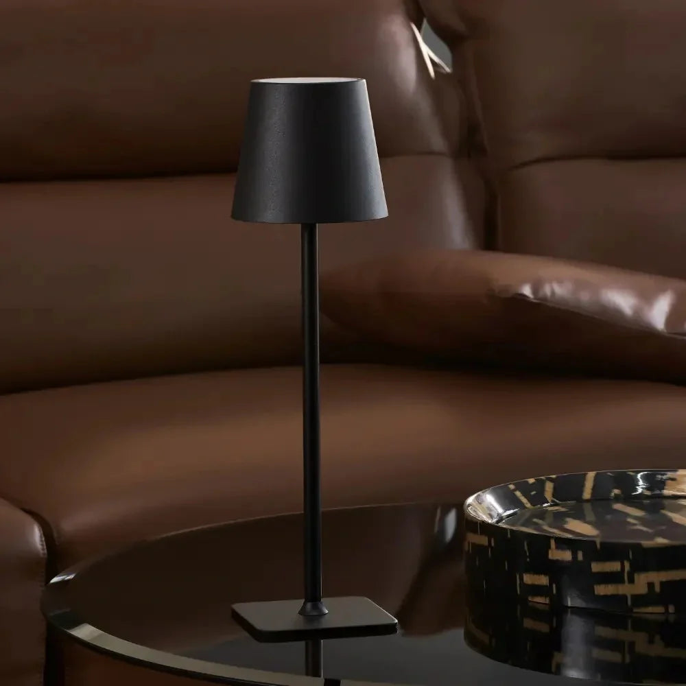 Tall Dimmable Table Lamp Touch‑Control Rechargeable LED Light