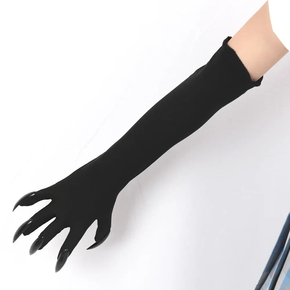 Black Elbow Length Claw Gloves for Halloween Witch Costume