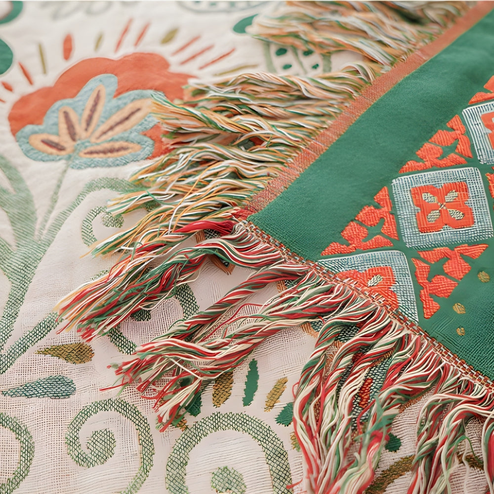 Bohemian Reversible Sofa & Bed Throw Vibrant Autumn Leaf Design