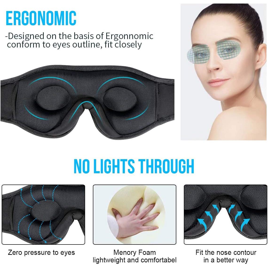 Bluetooth Sleep Mask with Weighted Padding and Built-In Headphones for Blackout Rest Silk
