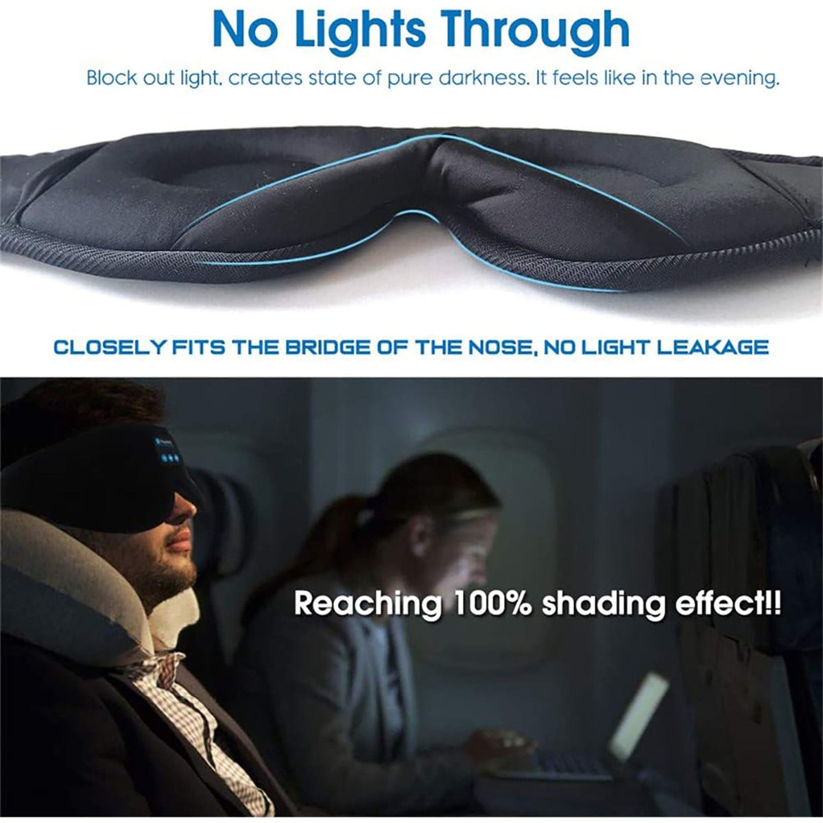 Bluetooth Sleep Mask with Weighted Padding and Built-In Headphones for Blackout Rest Silk
