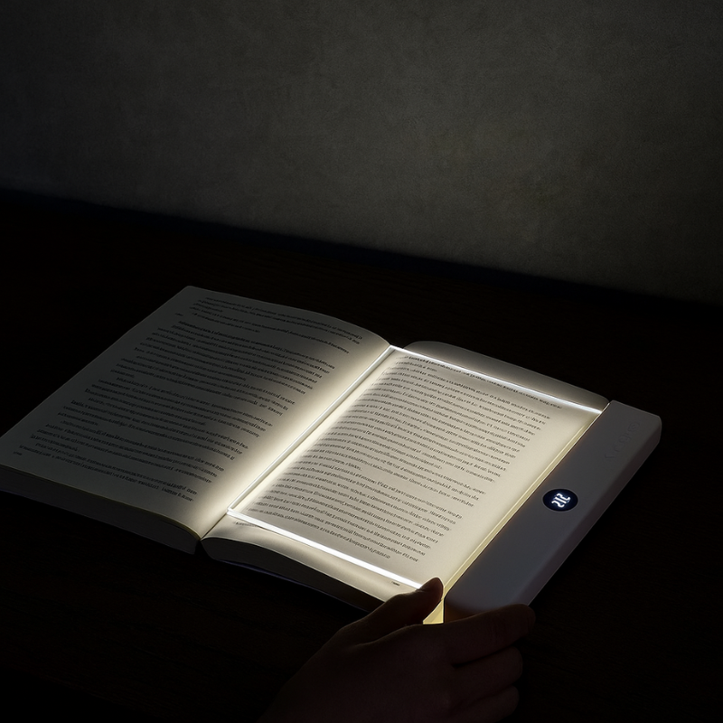 Book Light Panel LED for Reading with Digital Display and Flat Design Wall