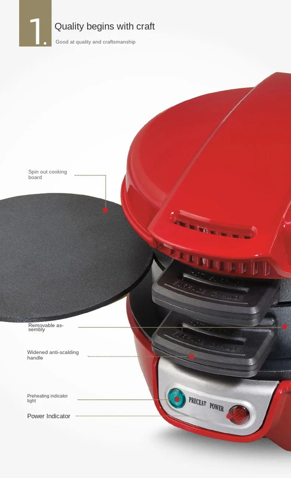 Breakfast Sandwich Maker and Panini Press Machine with Non-Stick Plates and Egg