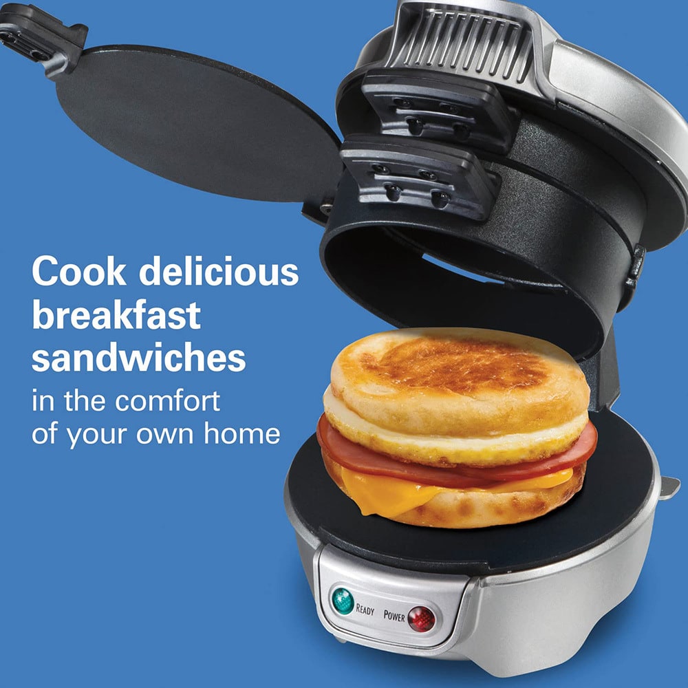 Breakfast Sandwich Maker and Panini Press Machine with Non-Stick Plates and Egg