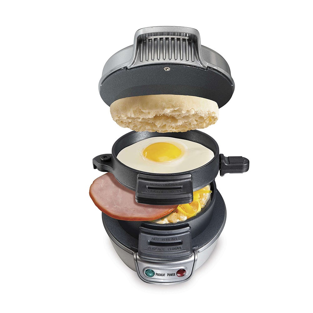 Breakfast Sandwich Maker and Panini Press Machine with Non-Stick Plates and Egg