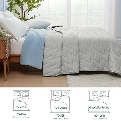 Breathable Cooling Blanket and Lightweight Comforter with Zigzag Quilting Summer