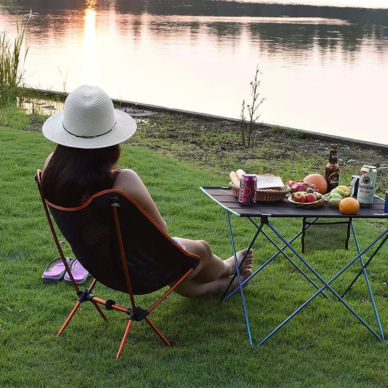 Camping Chair Folding Outdoor with Aluminum Frame and Breathable Mesh Portable Beach Lounge Seat