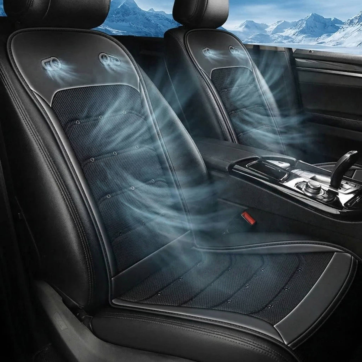 Cooling Car Seat Cushion with Ventilated Mesh and Integrated Fans