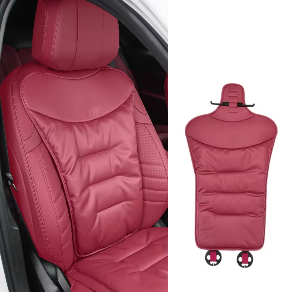 Car Seat Cushion with Lumbar Support Ergonomic Automotive with Back and Padded Faux Leather