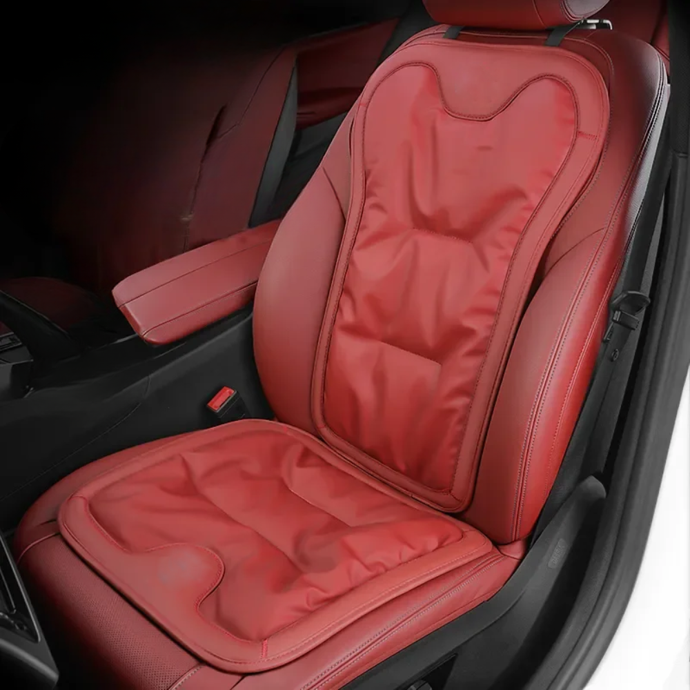 Car Seat Cushion with Lumbar Support Ergonomic Automotive with Back and Padded Faux Leather