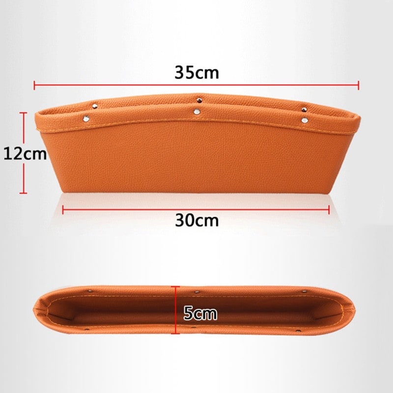 Car Seat Gap Filler and Organizer with Faux Leather and Metal Rivets Back