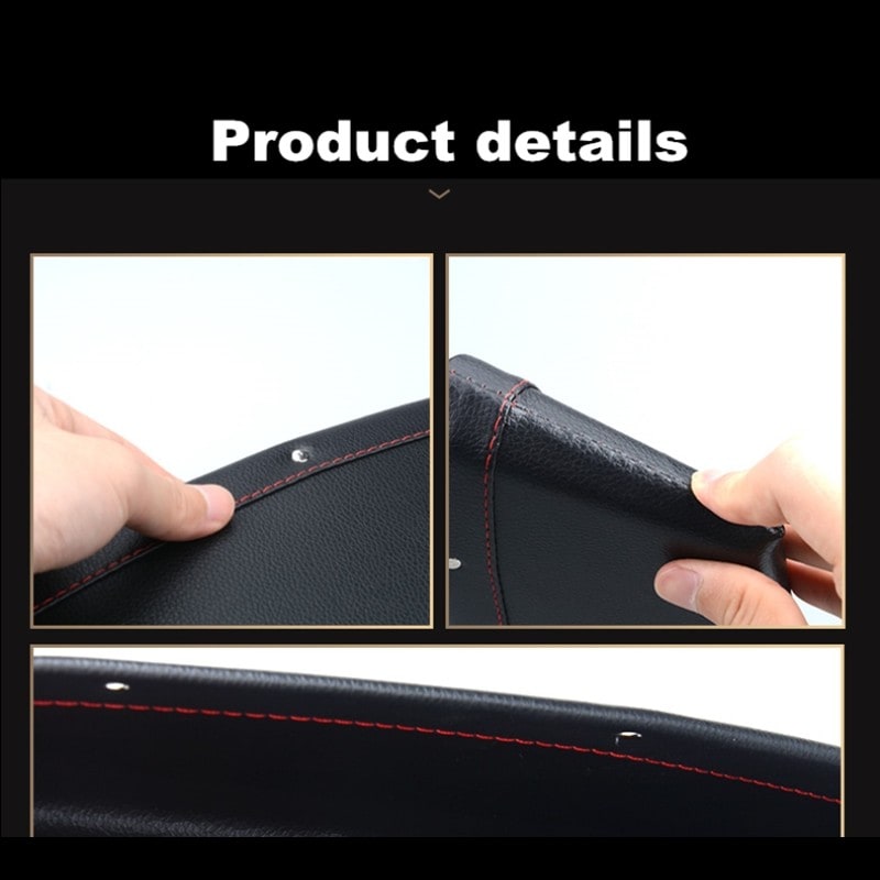 Car Seat Gap Filler and Organizer with Faux Leather and Metal Rivets Back