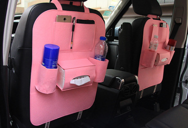 Car Seat Organizer with Backseat Storage Crevice Filler and Tissue Box Holder in Felt