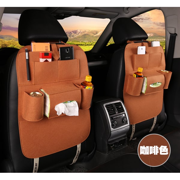 Car Seat Organizer with Backseat Storage Crevice Filler and Tissue Box Holder in Felt