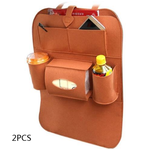 Car Seat Organizer with Backseat Storage Crevice Filler and Tissue Box Holder in Felt