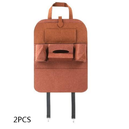 Car Seat Organizer with Backseat Storage Crevice Filler and Tissue Box Holder in Felt