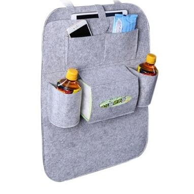 Car Seat Organizer with Backseat Storage Crevice Filler and Tissue Box Holder in Felt