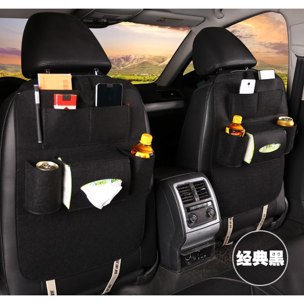 Car Seat Organizer with Backseat Storage Crevice Filler and Tissue Box Holder in Felt