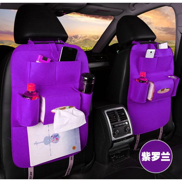 Car Seat Organizer with Backseat Storage Crevice Filler and Tissue Box Holder in Felt