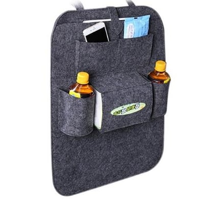 Car Seat Organizer with Backseat Storage Crevice Filler and Tissue Box Holder in Felt