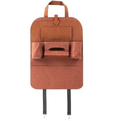 Car Seat Organizer with Backseat Storage Crevice Filler and Tissue Box Holder in Felt