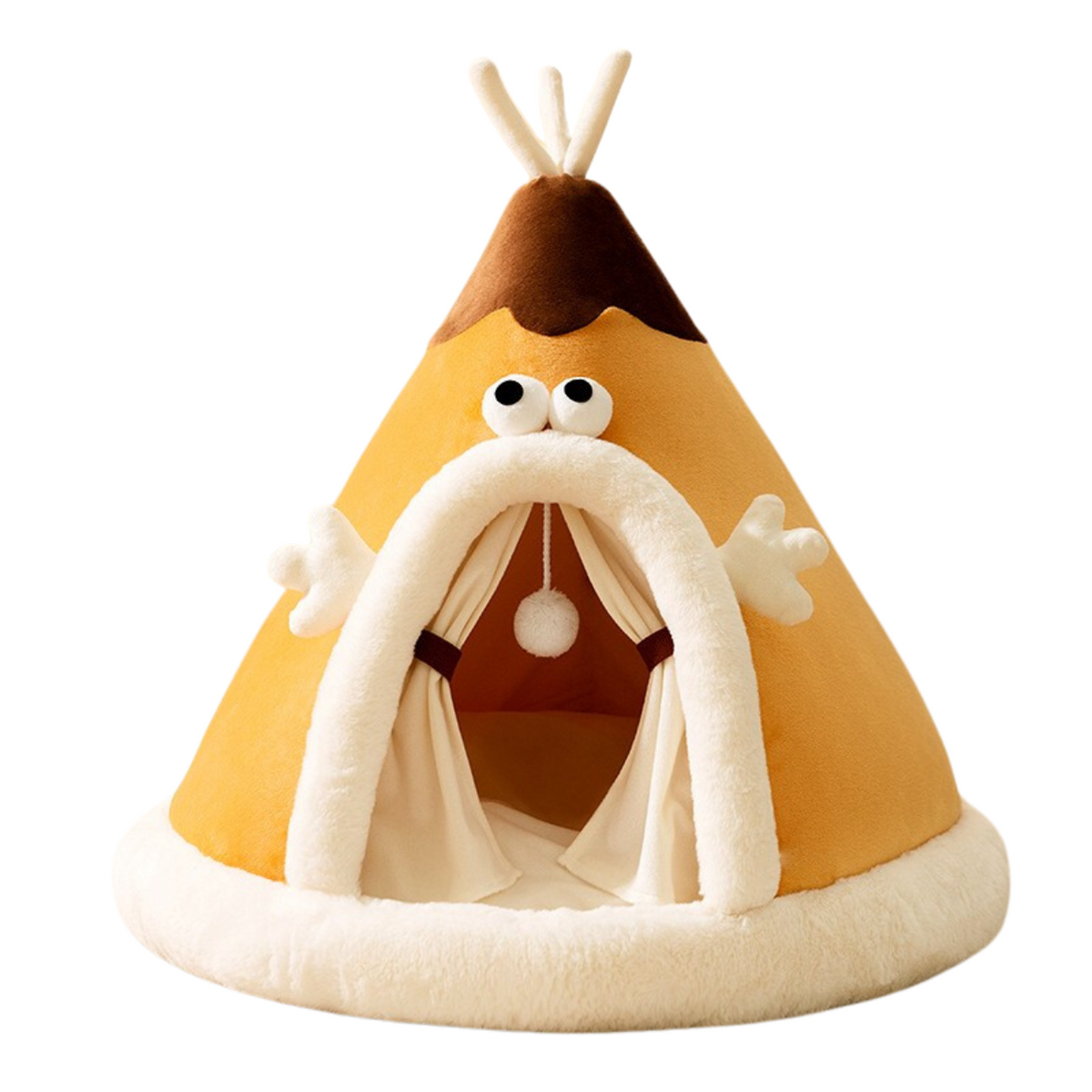Cat Bed Tent with Plush Fleece Hanging Toy and Removable Cushion Outdoor Home