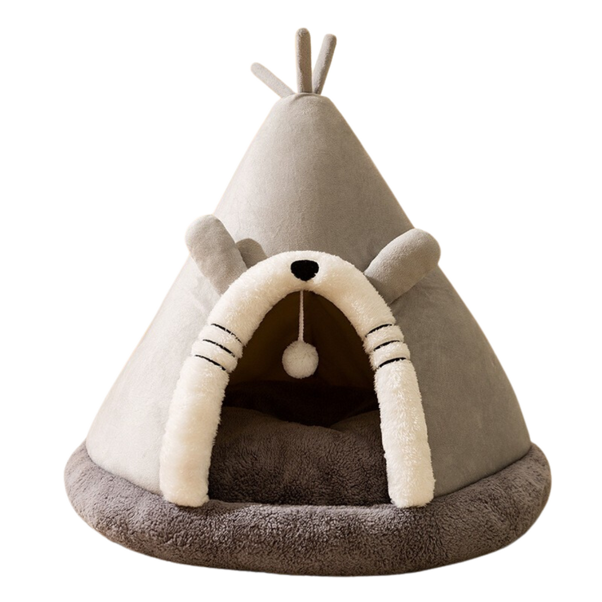 Cat Bed Tent with Plush Fleece Hanging Toy and Removable Cushion Outdoor Home