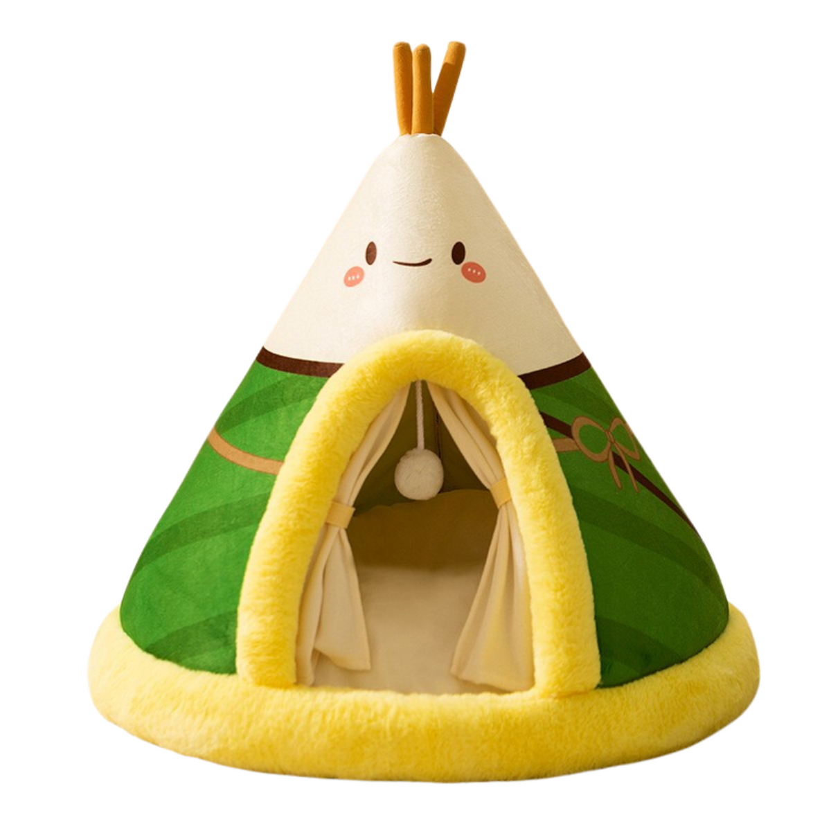 Cat Bed Tent with Plush Fleece Hanging Toy and Removable Cushion Outdoor Home