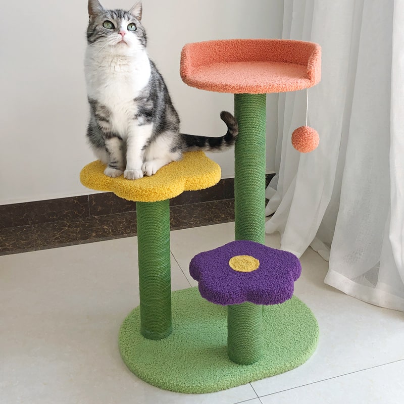Cat Tree Condo Tower with Sisal Scratching Posts and Flower-Shaped Perches Tall