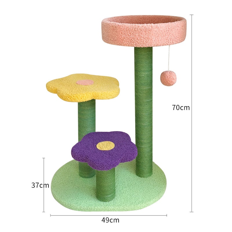 Cat Tree Condo Tower with Sisal Scratching Posts and Flower-Shaped Perches Tall