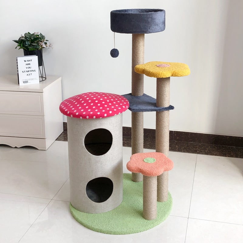 Cat Tree Condo Tower with Sisal Scratching Posts and Flower-Shaped Perches Tall
