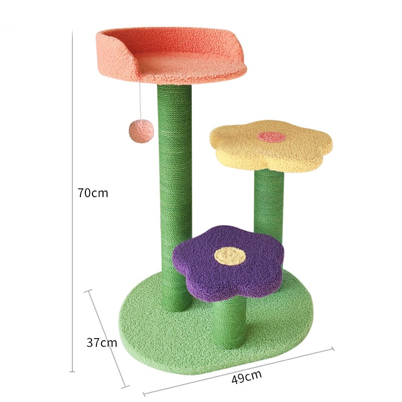Cat Tree Condo Tower with Sisal Scratching Posts and Flower-Shaped Perches Tall
