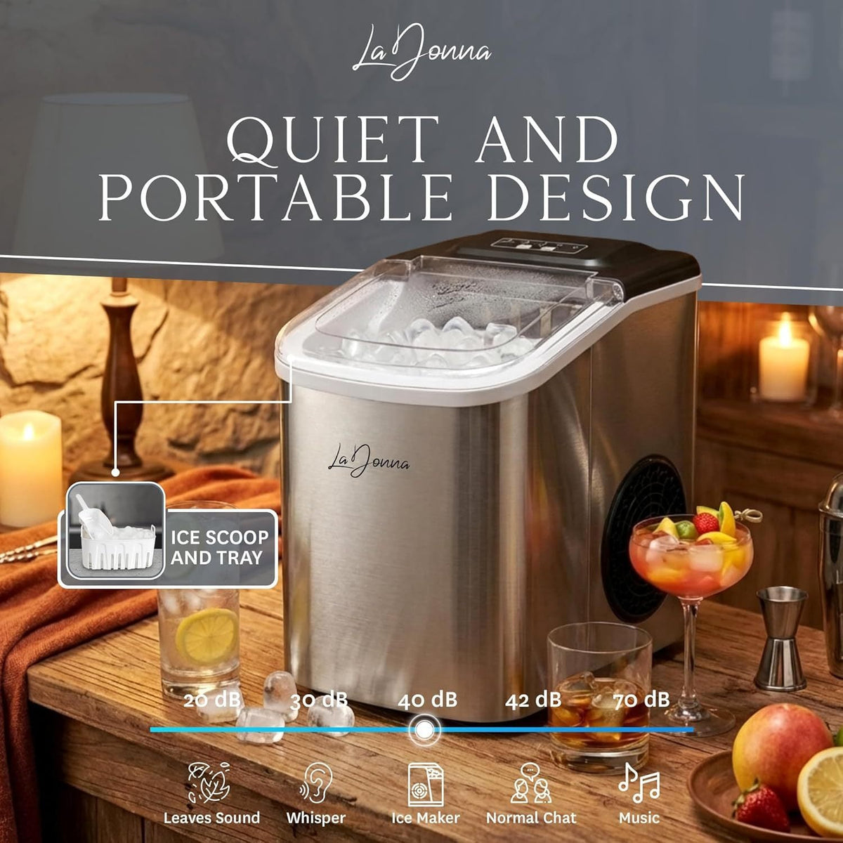 Portable Ice Maker Machine with Self-Cleaning & Dual Ice Sizes