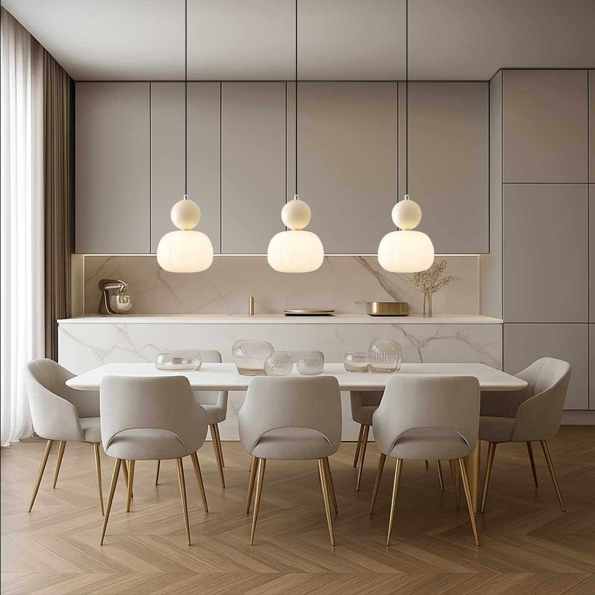 Ceiling Light Modern Pendant Hanging with Translucent Shade and Spherical Accent Diffused Lighting