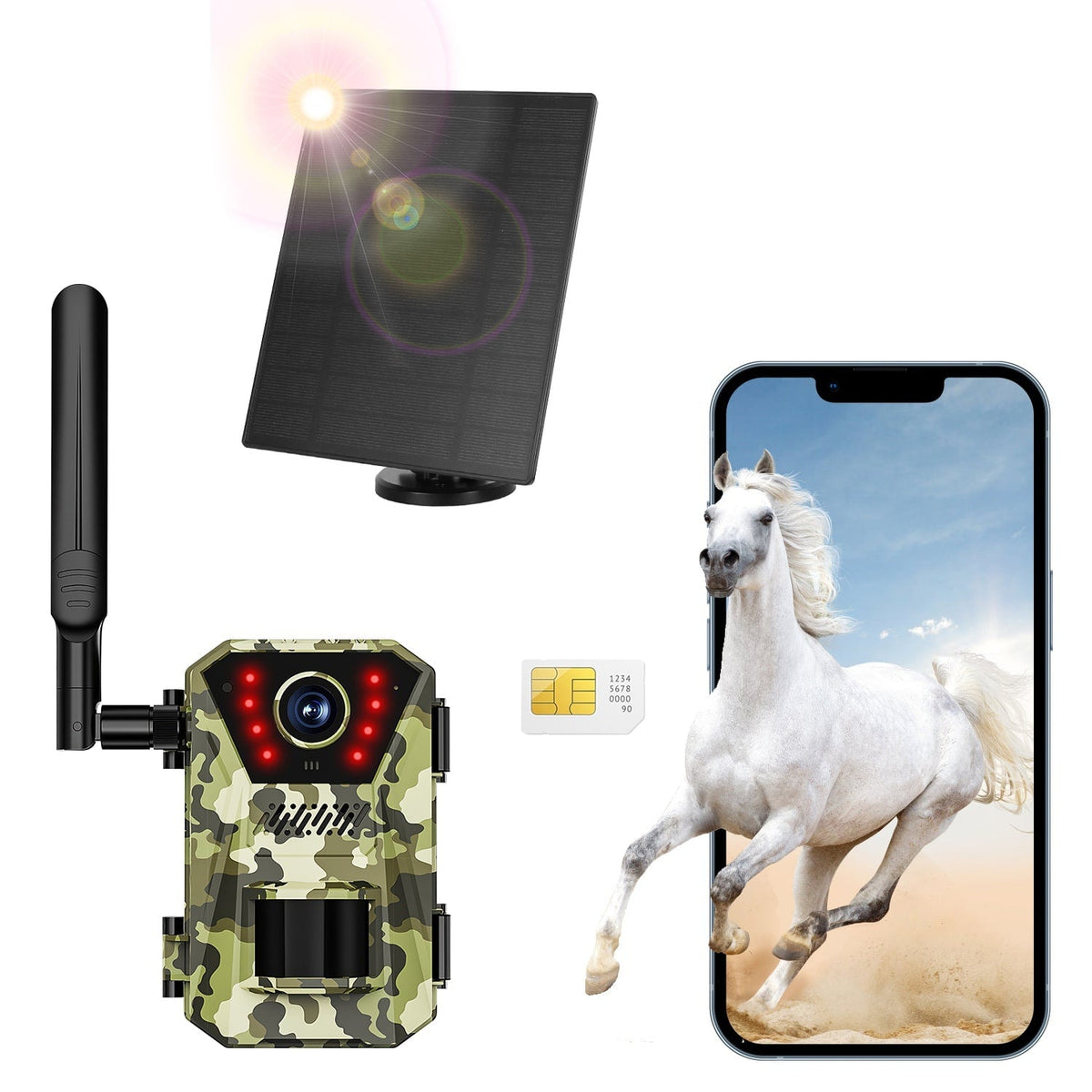 Cellular Trail Wildlife Camera with Solar Panel 4K Night Vision and Wireless Cell Connection