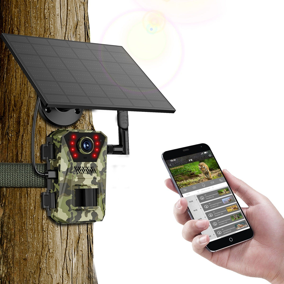Cellular Trail Wildlife Camera with Solar Panel 4K Night Vision and Wireless Cell Connection