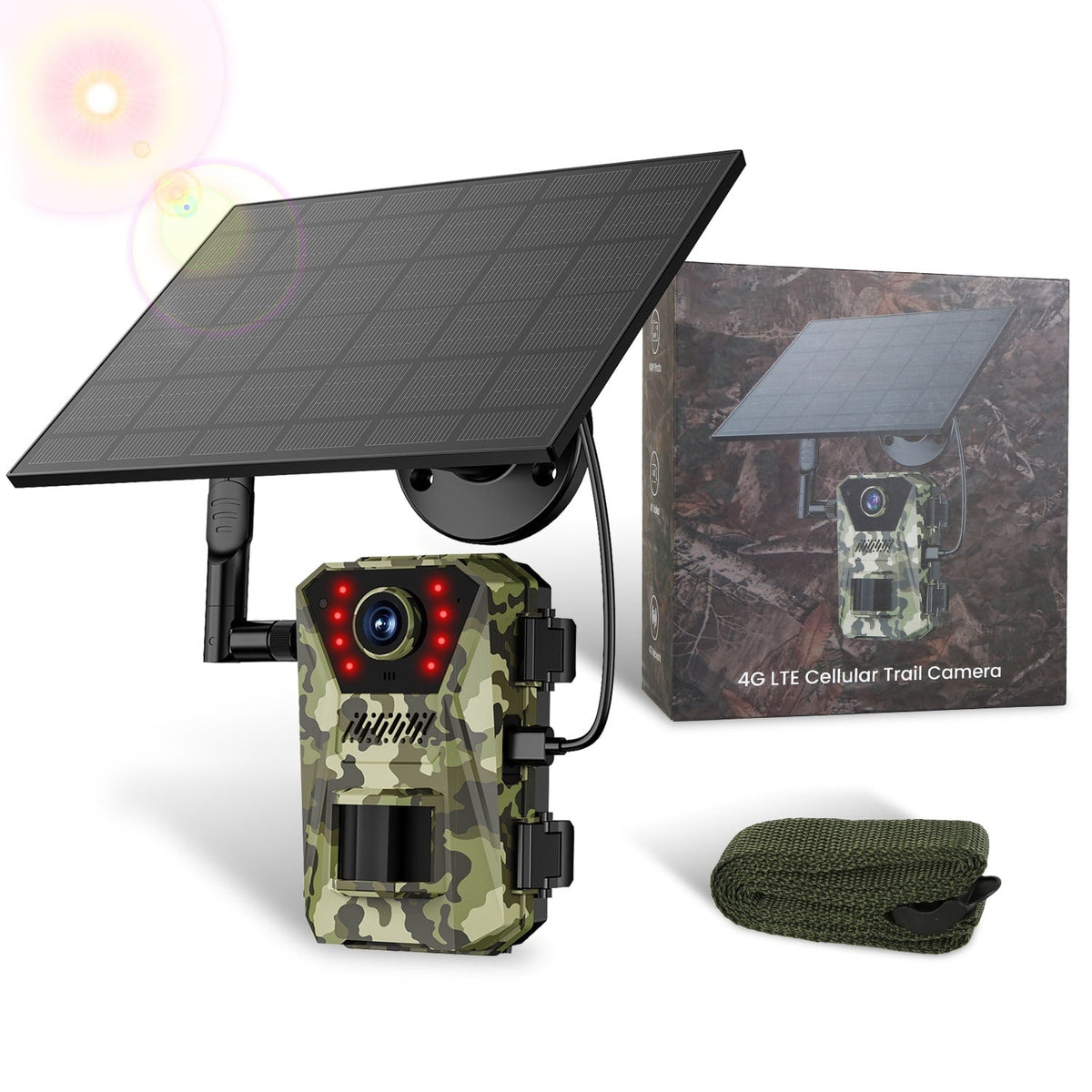 Cellular Trail Wildlife Camera with Solar Panel 4K Night Vision and Wireless Cell Connection