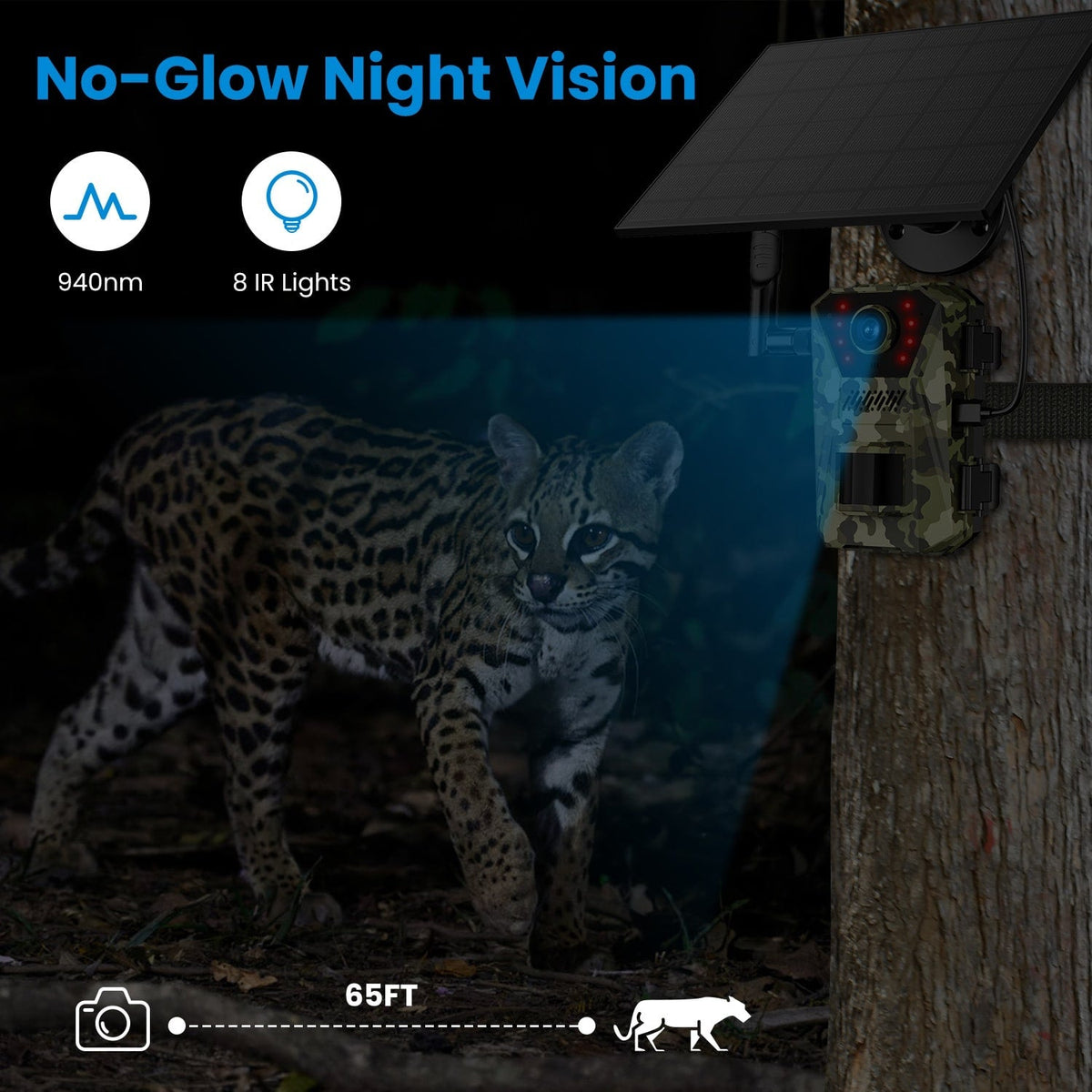 Cellular Trail Wildlife Camera with Solar Panel 4K Night Vision and Wireless Cell Connection