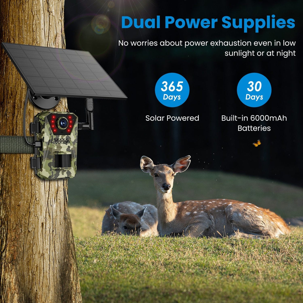 Cellular Trail Wildlife Camera with Solar Panel 4K Night Vision and Wireless Cell Connection